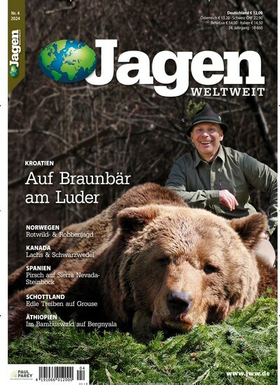 Titelbild der Ausgabe 4/2024 von Jagen Weltweit (Jagd). Diese Zeitschrift und viele weitere Sportmagazine als Abo oder epaper bei United Kiosk online kaufen.