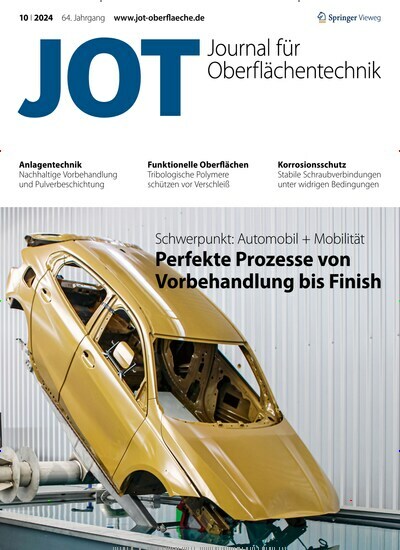 Titelbild der Ausgabe 10/2024 von JOT Journal für Oberflächentechnik. Diese Zeitschrift und viele weitere Industriemagazine und Handwerkmagazine als Abo oder epaper bei United Kiosk online kaufen.