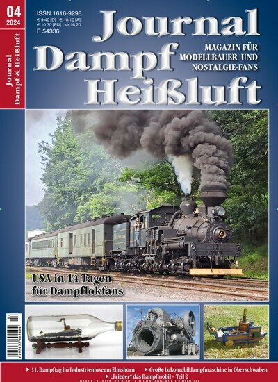 Titelbild der Ausgabe 4/2024 von Journal Dampf & Heißluft. Diese Zeitschrift und viele weitere Reisemagazine, Freizeitmagazine und Wissensmagazine als Abo oder epaper bei United Kiosk online kaufen.