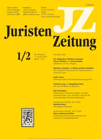 Titelbild der Ausgabe 2/2025 von JuristenZeitung (JZ). Diese Zeitschrift und viele weitere Jurazeitschriften und Zeitschriften für Verwaltung als Abo oder epaper bei United Kiosk online kaufen.