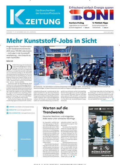 Titelbild der Ausgabe 17/2024 von K-Zeitung. Diese Zeitschrift und viele weitere Industriemagazine und Handwerkmagazine als Abo oder epaper bei United Kiosk online kaufen.