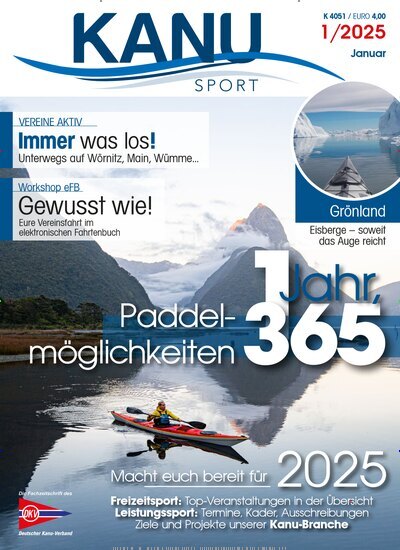 Titelbild der Ausgabe 1/2025 von Kanu Sport. Diese Zeitschrift und viele weitere Sportmagazine als Abo oder epaper bei United Kiosk online kaufen.