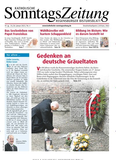 Titelbild der Ausgabe 4/2025 von Katholische SonntagsZeitung - Regensburger Bistumsblatt. Diese Zeitschrift und viele weitere Kunstmagazine und Kulturmagazine als Abo oder epaper bei United Kiosk online kaufen.