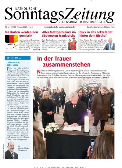 Titelbild der Ausgabe 8/2025 von Katholische SonntagsZeitung - Regensburger Bistumsblatt. Diese Zeitschrift und viele weitere Kunstmagazine und Kulturmagazine als Abo oder epaper bei United Kiosk online kaufen.