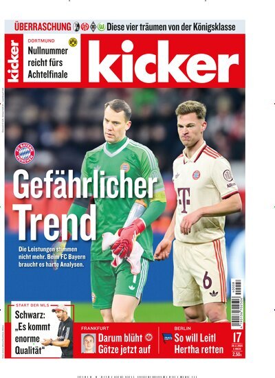 Titelbild der Ausgabe 17/2025 von kicker. Diese Zeitschrift und viele weitere Sportmagazine als Abo oder epaper bei United Kiosk online kaufen.