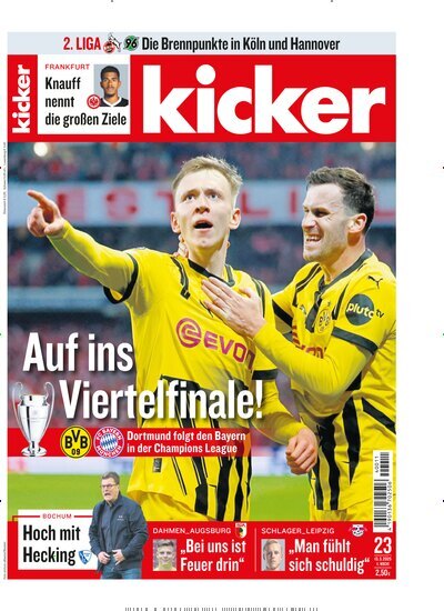 Titelbild der Ausgabe 23/2025 von kicker. Diese Zeitschrift und viele weitere Sportmagazine als Abo oder epaper bei United Kiosk online kaufen.