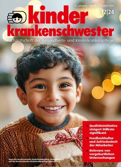 Titelbild der Ausgabe 12/2024 von Kinderkrankenschwester. Diese Zeitschrift und viele weitere Pflegezeitschriften und medizinische Fachzeitschriften als Abo oder epaper bei United Kiosk online kaufen.