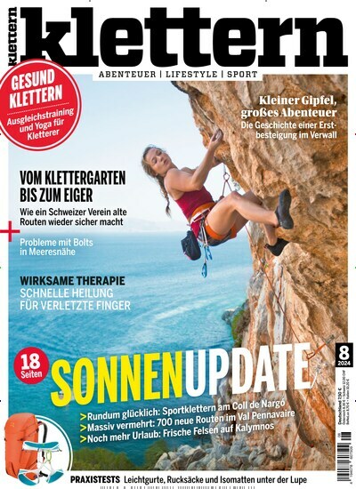 Titelbild der Ausgabe 8/2024 von klettern. Diese Zeitschrift und viele weitere Sportmagazine als Abo oder epaper bei United Kiosk online kaufen.