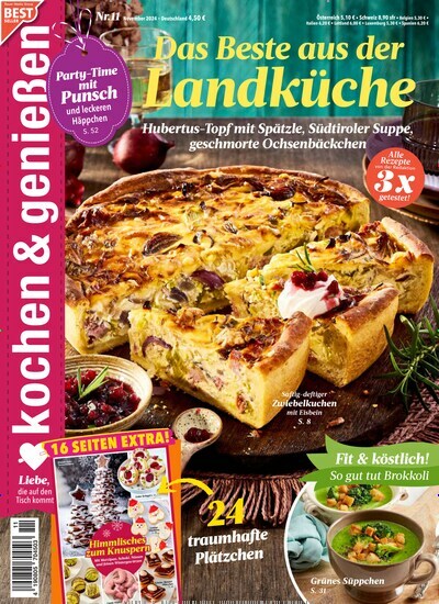 Titelbild der Ausgabe 11/2024 von kochen & genießen. Diese Zeitschrift und viele weitere Kochzeitschriften und Backzeitschriften als Abo oder epaper bei United Kiosk online kaufen.