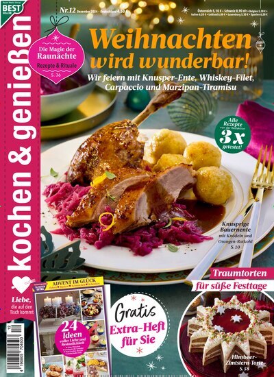 Titelbild der Ausgabe 12/2024 von kochen & genießen. Diese Zeitschrift und viele weitere Kochzeitschriften und Backzeitschriften als Abo oder epaper bei United Kiosk online kaufen.