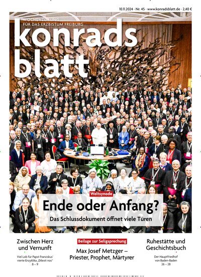 Titelbild der Ausgabe 45/2024 von Konradsblatt. Diese Zeitschrift und viele weitere Zeitungsabos als Abo oder epaper bei United Kiosk online kaufen.