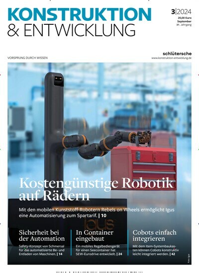 Titelbild der Ausgabe 3/2024 von Konstruktion & Entwicklung. Diese Zeitschrift und viele weitere Industriemagazine und Handwerkmagazine als Abo oder epaper bei United Kiosk online kaufen.