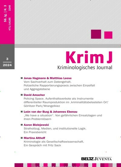 Titelbild der Ausgabe 3/2024 von KrimJ Kriminologisches Journal. Diese Zeitschrift und viele weitere Jurazeitschriften und Zeitschriften für Verwaltung als Abo oder epaper bei United Kiosk online kaufen.