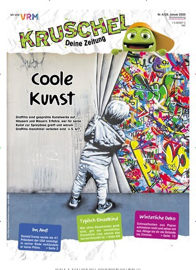 Titelbild der Ausgabe 4/2025 von Kruschel - Deine Zeitung. Diese Zeitschrift und viele weitere Jugendzeitschriften und Kinderzeitschriften als Abo oder epaper bei United Kiosk online kaufen.