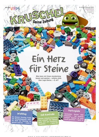 Titelbild der Ausgabe 8/2025 von Kruschel - Deine Zeitung. Diese Zeitschrift und viele weitere Jugendzeitschriften und Kinderzeitschriften als Abo oder epaper bei United Kiosk online kaufen.