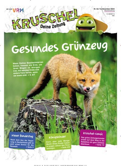 Titelbild der Ausgabe 46/2024 von Kruschel - Deine Zeitung. Diese Zeitschrift und viele weitere Jugendzeitschriften und Kinderzeitschriften als Abo oder epaper bei United Kiosk online kaufen.