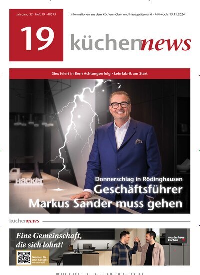 Titelbild der Ausgabe 19/2024 von KüchenNews. Diese Zeitschrift und viele weitere Architekturzeitschriften und Bauzeitschriften als Abo oder epaper bei United Kiosk online kaufen.