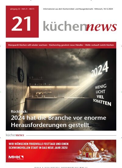 Titelbild der Ausgabe 21/2024 von KüchenNews. Diese Zeitschrift und viele weitere Architekturzeitschriften und Bauzeitschriften als Abo oder epaper bei United Kiosk online kaufen.