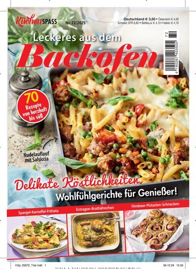 Titelbild der Ausgabe 72/2025 von Küchenspaß. Diese Zeitschrift und viele weitere Kochzeitschriften und Backzeitschriften als Abo oder epaper bei United Kiosk online kaufen.