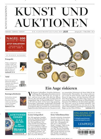 Titelbild der Ausgabe 4/2025 von Kunst und Auktionen. Diese Zeitschrift und viele weitere Reisemagazine, Freizeitmagazine und Wissensmagazine als Abo oder epaper bei United Kiosk online kaufen.