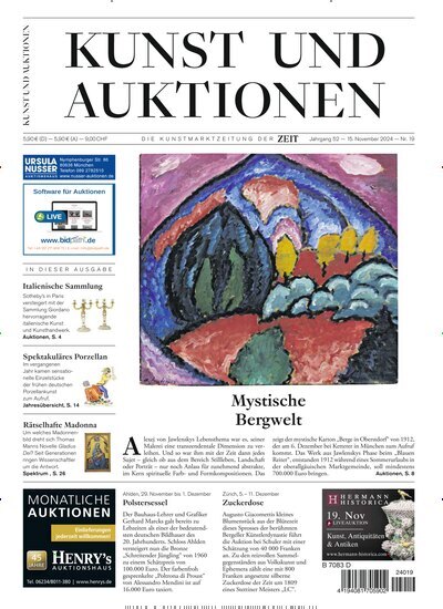 Titelbild der Ausgabe 19/2024 von Kunst und Auktionen. Diese Zeitschrift und viele weitere Reisemagazine, Freizeitmagazine und Wissensmagazine als Abo oder epaper bei United Kiosk online kaufen.