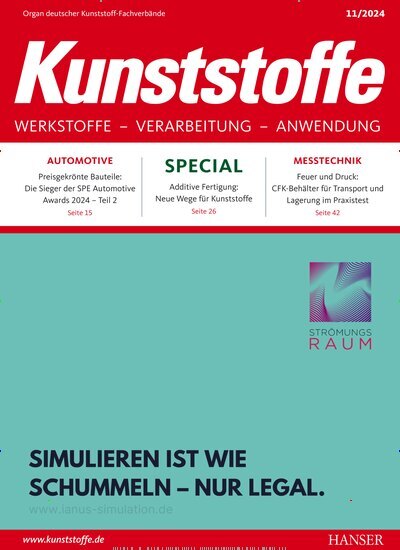 Titelbild der Ausgabe 11/2024 von Kunststoffe. Diese Zeitschrift und viele weitere Industriemagazine und Handwerkmagazine als Abo oder epaper bei United Kiosk online kaufen.