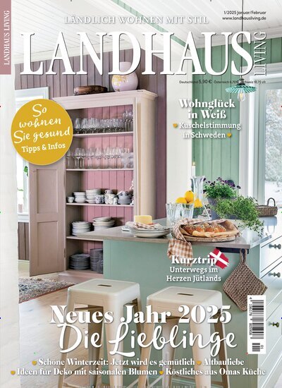 Titelbild der Ausgabe 1/2025 von Landhaus Living. Diese Zeitschrift und viele weitere Gartenzeitschriften und Wohnzeitschriften als Abo oder epaper bei United Kiosk online kaufen.