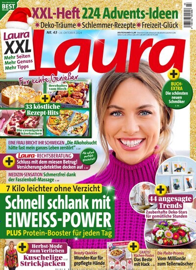 Titelbild der Ausgabe 43/2024 von Laura. Diese Zeitschrift und viele weitere Frauenzeitschriften als Abo oder epaper bei United Kiosk online kaufen.