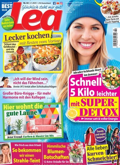 Titelbild der Ausgabe 2/2025 von Lea. Diese Zeitschrift und viele weitere Frauenzeitschriften als Abo oder epaper bei United Kiosk online kaufen.