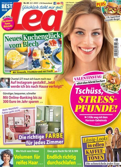 Titelbild der Ausgabe 5/2025 von Lea. Diese Zeitschrift und viele weitere Frauenzeitschriften als Abo oder epaper bei United Kiosk online kaufen.