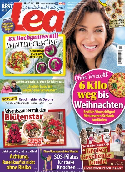 Titelbild der Ausgabe 47/2024 von Lea. Diese Zeitschrift und viele weitere Frauenzeitschriften als Abo oder epaper bei United Kiosk online kaufen.