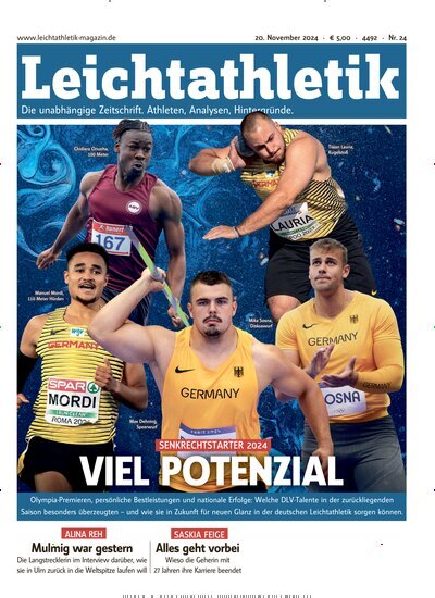 Titelbild der Ausgabe 24/2024 von Leichtathletik. Diese Zeitschrift und viele weitere Sportmagazine als Abo oder epaper bei United Kiosk online kaufen.