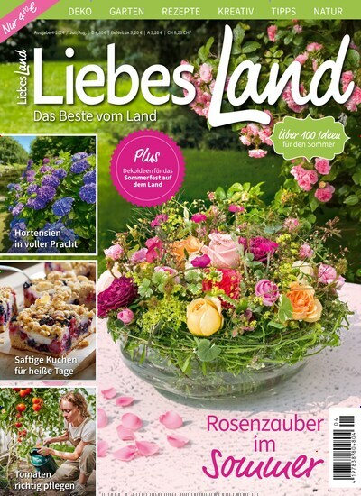 Titelbild der Ausgabe 4/2024 von Liebes Land. Diese Zeitschrift und viele weitere Gartenzeitschriften und Wohnzeitschriften als Abo oder epaper bei United Kiosk online kaufen.