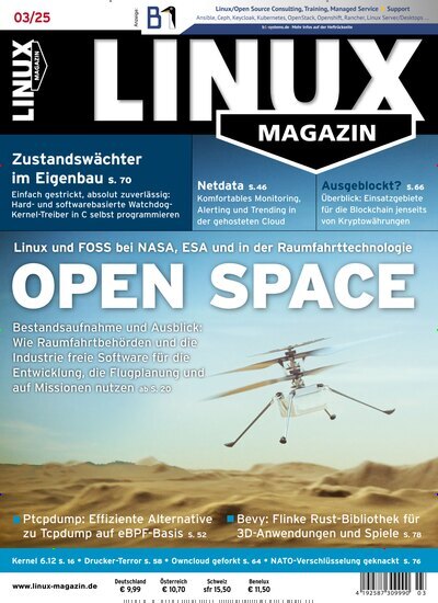 Titelbild der Ausgabe 3/2025 von Linux Magazin. Diese Zeitschrift und viele weitere Computerzeitschriften, Tabletmagazine und Smartphonemagazine als Abo oder epaper bei United Kiosk online kaufen.