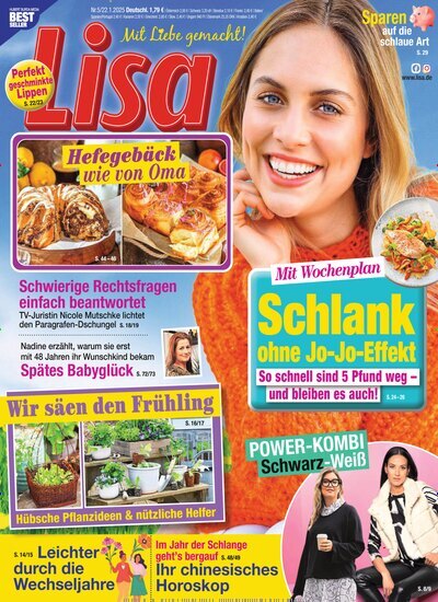 Titelbild der Ausgabe 5/2025 von Lisa. Diese Zeitschrift und viele weitere Frauenzeitschriften als Abo oder epaper bei United Kiosk online kaufen.