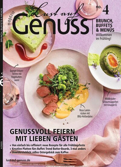 Titelbild der Ausgabe 4/2025 von Lust auf Genuss. Diese Zeitschrift und viele weitere Kochzeitschriften und Backzeitschriften als Abo oder epaper bei United Kiosk online kaufen.