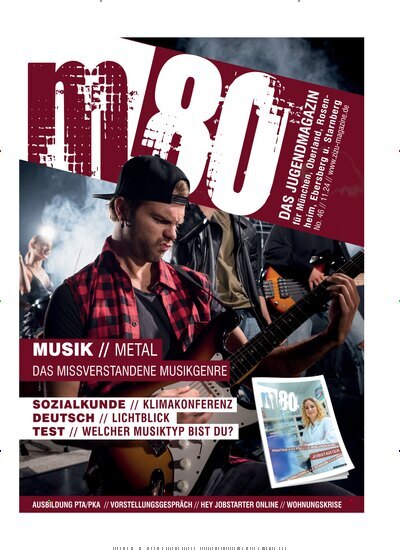 Titelbild der Ausgabe 4/2024 von m80 Jugendmagazin mit integriertem Jobstarter. Diese Zeitschrift und viele weitere Jugendzeitschriften und Kinderzeitschriften als Abo oder epaper bei United Kiosk online kaufen.