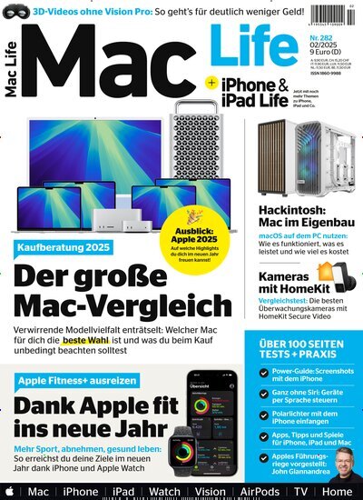 Titelbild der Ausgabe 2/2025 von Mac Life. Diese Zeitschrift und viele weitere Computerzeitschriften, Tabletmagazine und Smartphonemagazine als Abo oder epaper bei United Kiosk online kaufen.