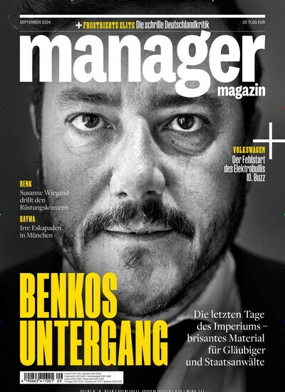 Titelbild der Ausgabe 9/2024 von manager magazin. Diese Zeitschrift und viele weitere Wirtschaftsmagazine und Politikmagazine als Abo oder epaper bei United Kiosk online kaufen.