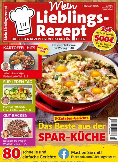 Titelbild der Ausgabe 2/2025 von Mein Lieblings-Rezept. Diese Zeitschrift und viele weitere Kochzeitschriften und Backzeitschriften als Abo oder epaper bei United Kiosk online kaufen.