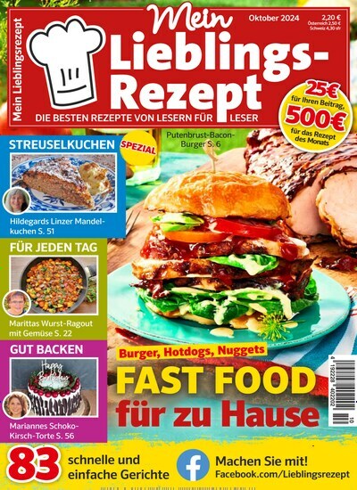 Titelbild der Ausgabe 10/2024 von Mein Lieblings-Rezept. Diese Zeitschrift und viele weitere Kochzeitschriften und Backzeitschriften als Abo oder epaper bei United Kiosk online kaufen.