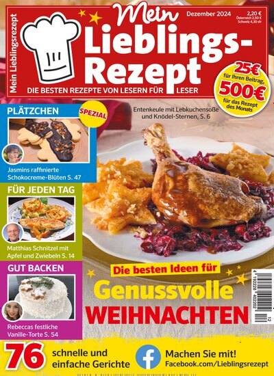 Titelbild der Ausgabe 12/2024 von Mein Lieblings-Rezept. Diese Zeitschrift und viele weitere Kochzeitschriften und Backzeitschriften als Abo oder epaper bei United Kiosk online kaufen.