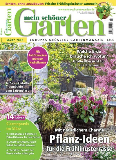 Titelbild der Ausgabe 3/2025 von Mein schöner Garten. Diese Zeitschrift und viele weitere Gartenzeitschriften und Wohnzeitschriften als Abo oder epaper bei United Kiosk online kaufen.