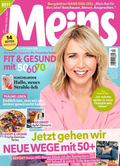 Titelbild der Ausgabe 4/2025 von Meins. Diese Zeitschrift und viele weitere Frauenzeitschriften als Abo oder epaper bei United Kiosk online kaufen.