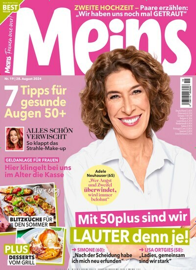 Titelbild der Ausgabe 19/2024 von Meins. Diese Zeitschrift und viele weitere Frauenzeitschriften als Abo oder epaper bei United Kiosk online kaufen.