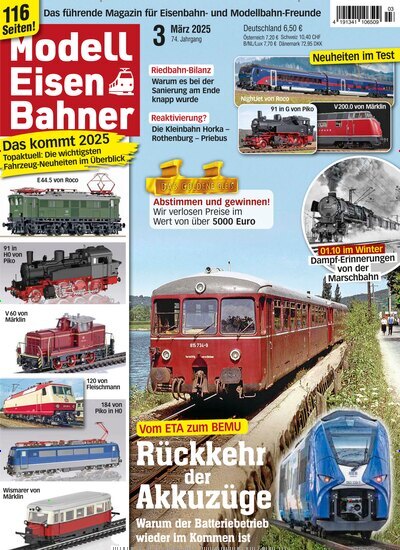 Titelbild der Ausgabe 3/2025 von Modelleisenbahner. Diese Zeitschrift und viele weitere Reisemagazine, Freizeitmagazine und Wissensmagazine als Abo oder epaper bei United Kiosk online kaufen.