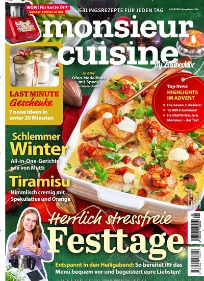 Titelbild der Ausgabe 6/2024 von monsieur cuisine by Mein Zaubertopf. Diese Zeitschrift und viele weitere Kochzeitschriften und Backzeitschriften als Abo oder epaper bei United Kiosk online kaufen.