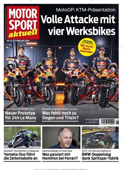 Titelbild der Ausgabe 8/2025 von Motor Sport aktuell. Diese Zeitschrift und viele weitere Automagazine und Motorradzeitschriften als Abo oder epaper bei United Kiosk online kaufen.