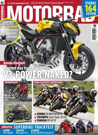 Titelbild der Ausgabe 5/2025 von Motorrad. Diese Zeitschrift und viele weitere Automagazine und Motorradzeitschriften als Abo oder epaper bei United Kiosk online kaufen.