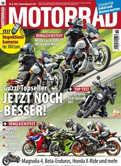 Titelbild der Ausgabe 19/2024 von Motorrad. Diese Zeitschrift und viele weitere Automagazine und Motorradzeitschriften als Abo oder epaper bei United Kiosk online kaufen.